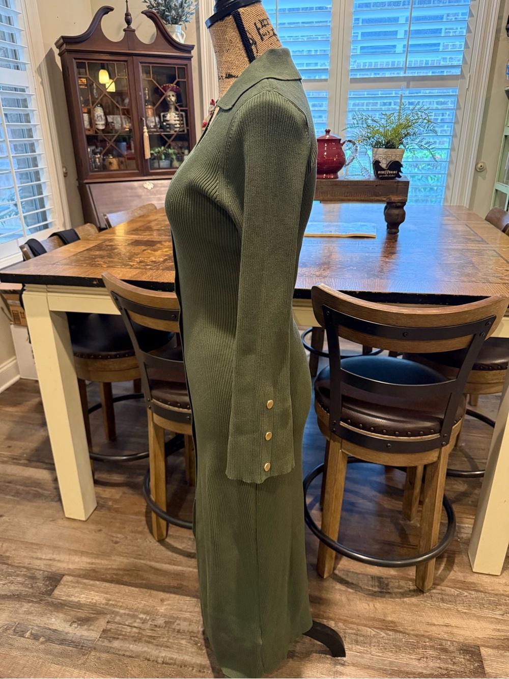 Julia Jordan Olive Green Collared Ribbed Maxi Sweater Dress - NWOT - Picture 7 of 7